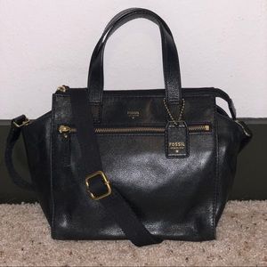 Fossil leather handbag w/removable strap
